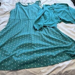 Talbots Blue Midi Sundress with Scoop Neck and Short Sleeves